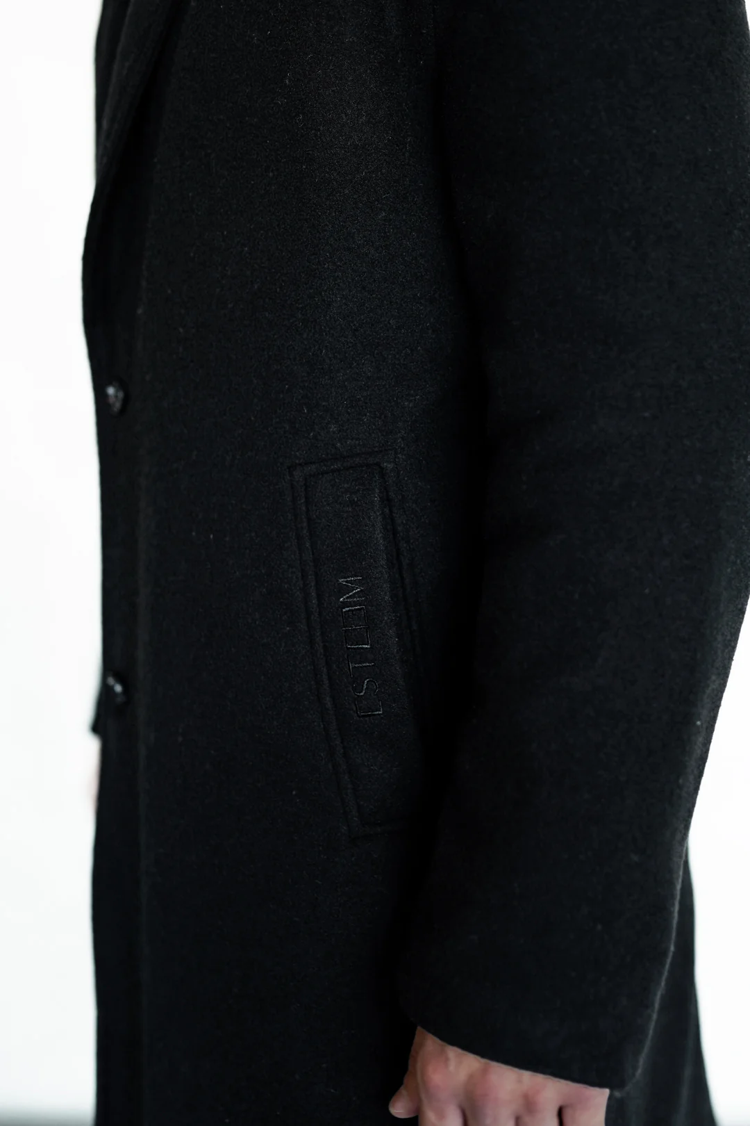 BLACK OVERSIZED FLANNEL COAT - Image 5