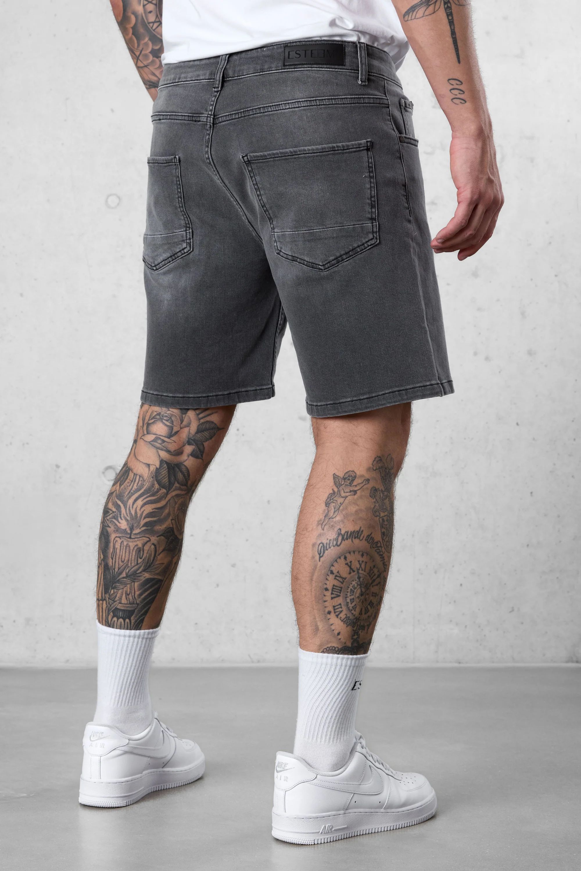 WASHED LIGHTGREY BASIC JEANSSHORTS - Image 4